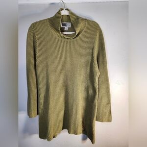 Habitat Olive Green Women's Sweater Cotton Asymetrical Hem Sz L